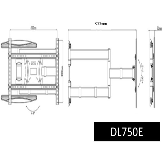 single arm large full motion tv wall mount bracket DL750E.spec