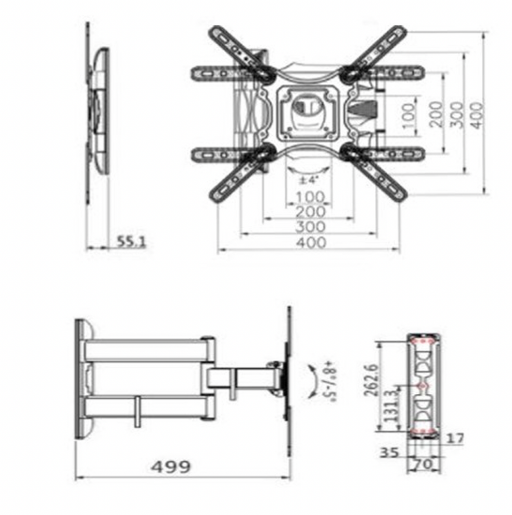 single arm full motion tv wall mount bracket.medium.x4