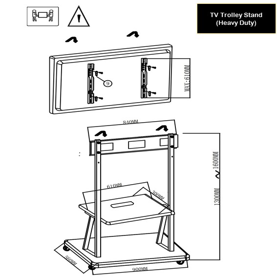 tv trolley stand with wheels heavy duty product spec