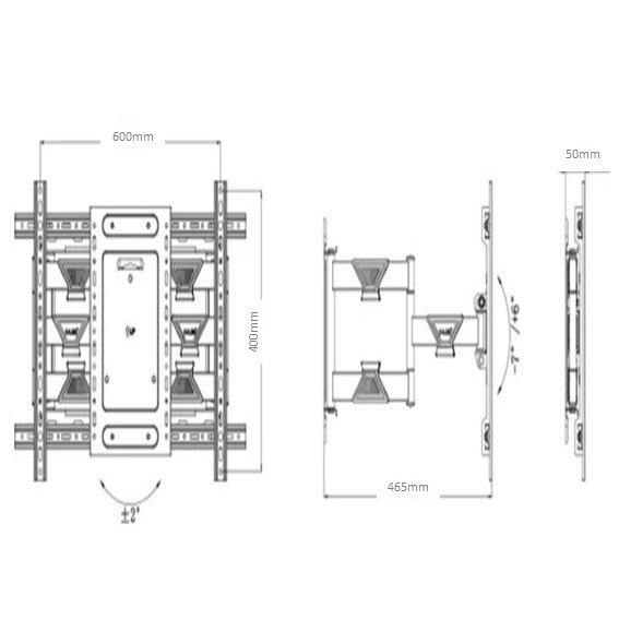 Double Arm Full Motion TV Wall Mount (Extra Large) - S9 Singapore Spec Dimension