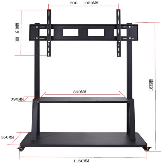 TV Trolley Stand Heavy Duty TM80 product with wheels for big tv screen