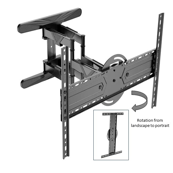 Full Motion TV Bracket | Rotation TV Wall Mount 90 Degree Portrait To Horizontal
