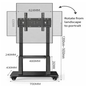 tmxz65 rotation tv mobile stand with wheels in singapore